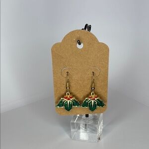 Elegant Green and Red Art Deco Earrings